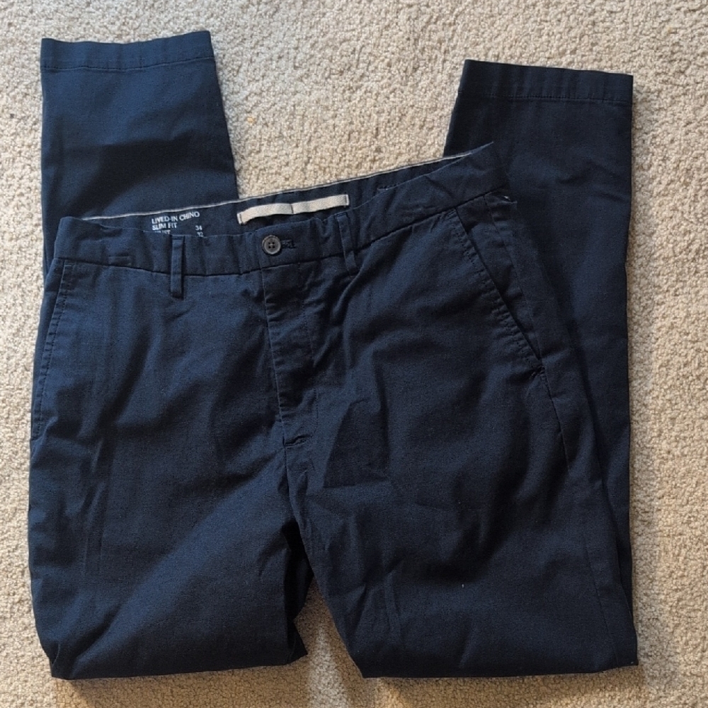 Banana Republic Lived In Chinos Slim Fit Men's Navy Pants Size 34W